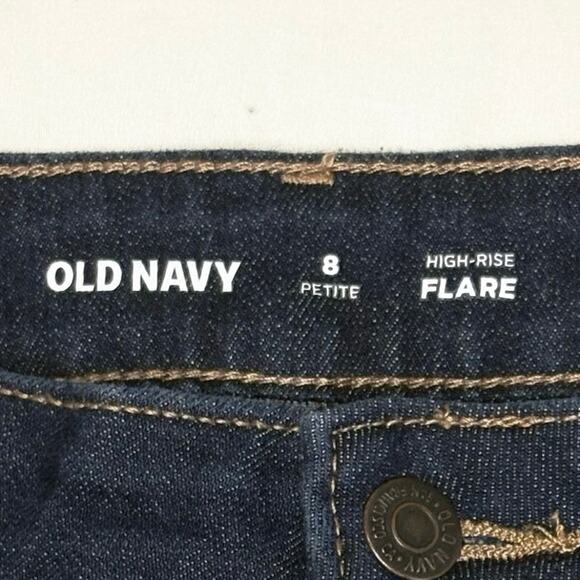 Old Navy High-Rise Flare Jeans Women's 8P | Dark Blue | Petite | EUC - Picture 7 of 11